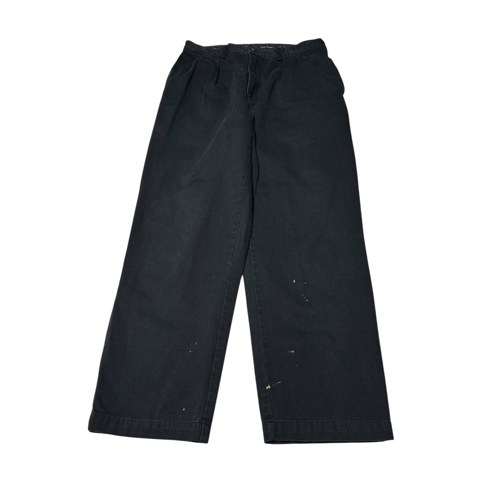 Polo Ralph Lauren Andrew Pant Mens 34x30 Black Pleated Cotton Chino Trousers